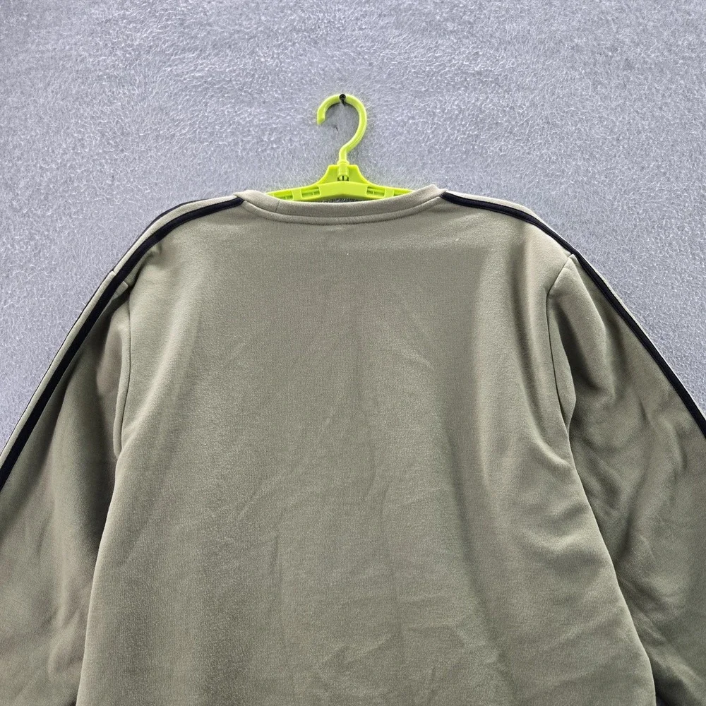 Adidas‎ Men Sweatshirt XL Olive PRIMEGREEN Logo Stripe Long Sleeve